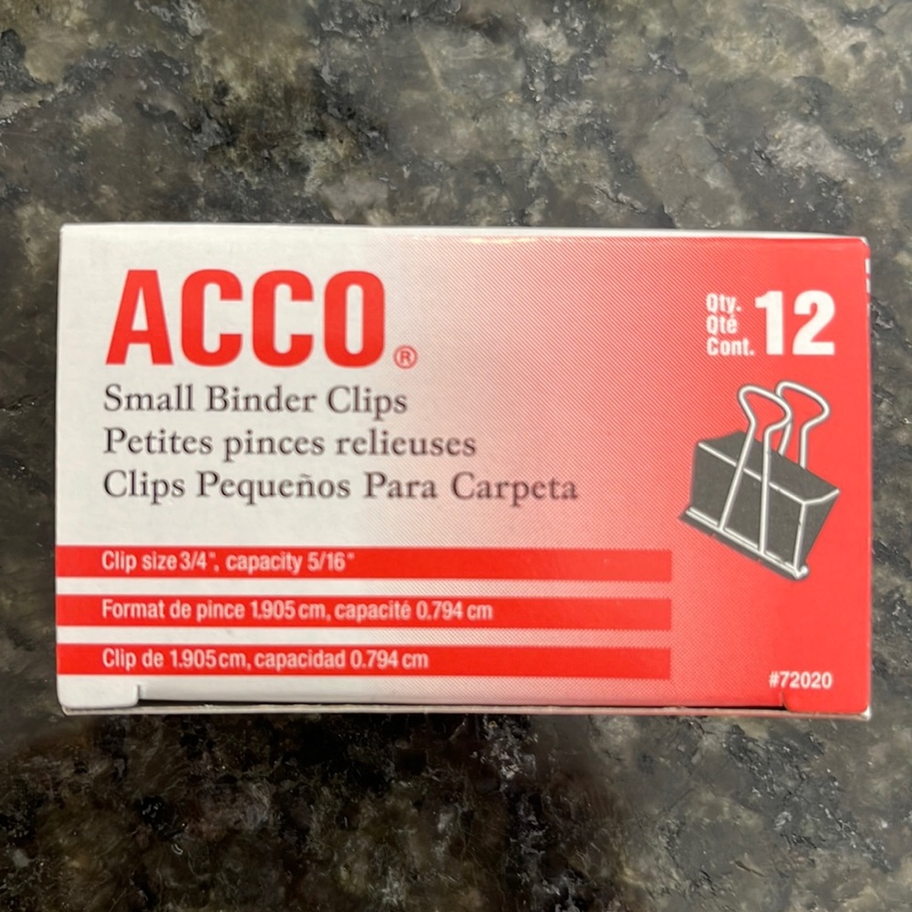 Acco Small Binder Clips (9 boxes, each box with 12 clips)